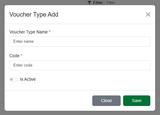 Chart of Accounts Type Add modal